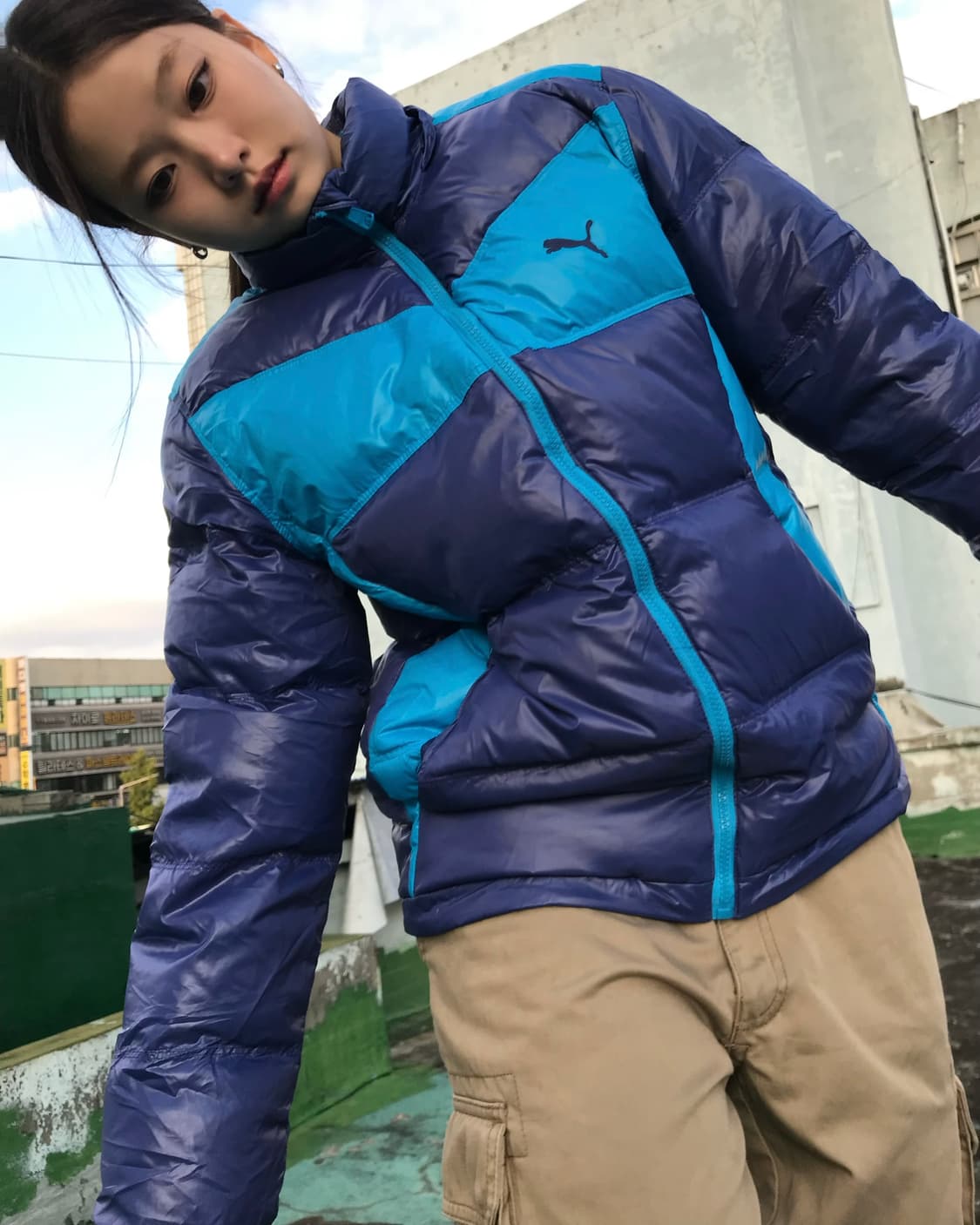 퓨마 블루 투톤 패딩 상품이미지1