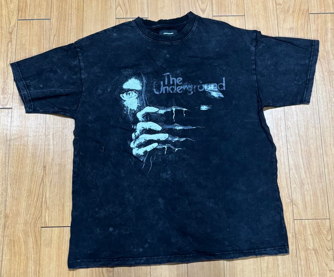 로어링라드 반팔 워시드 데미지 오버 티셔츠 블랙 L 상품이미지3