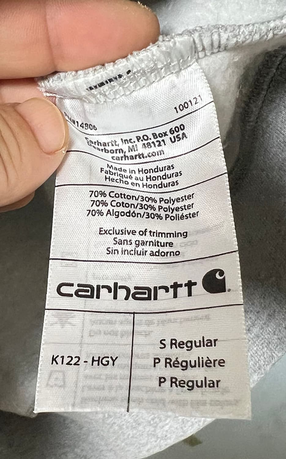 칼하트 K122 미드웨이트 남자 후드집업 S 90-95 상품이미지5
