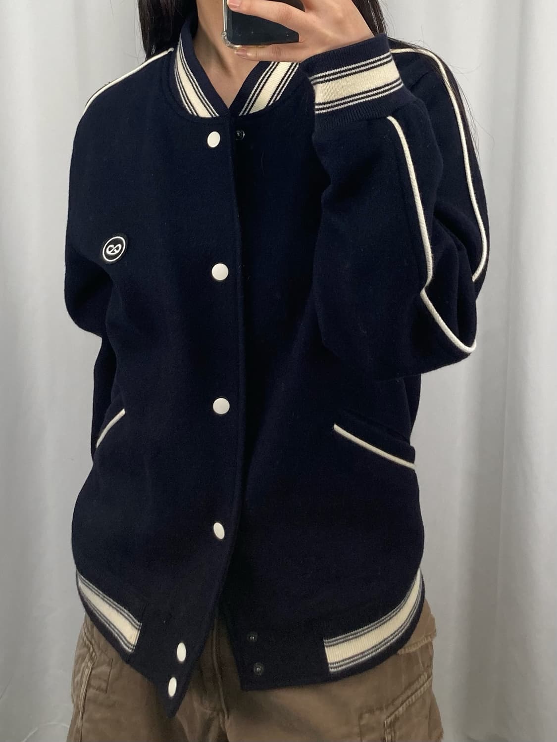 후부 네이비 울 바시티 자켓 상품이미지1