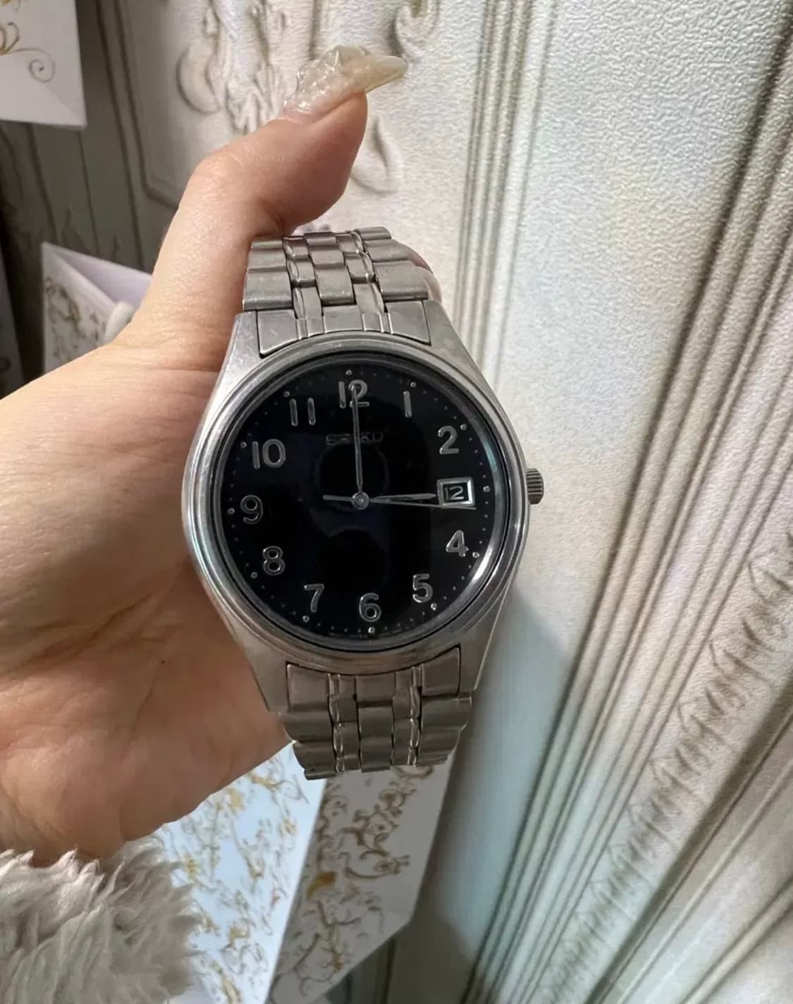 세이코 흑판 쿼츠 시계 상품이미지1