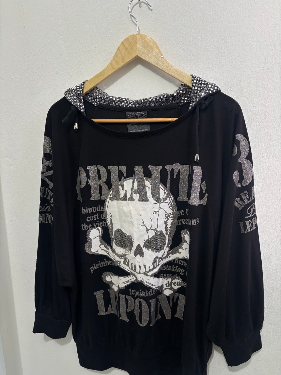 Vintage Skull Graphic Glitter Hoodie 상품이미지5