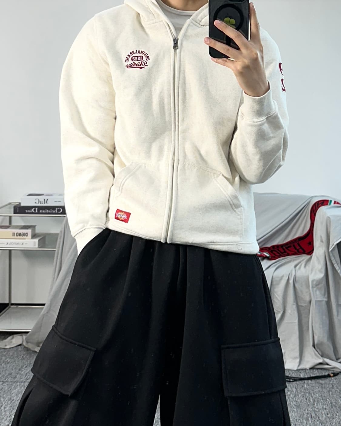 디키즈 버건디 오트밀 후드집업 S 상품이미지3