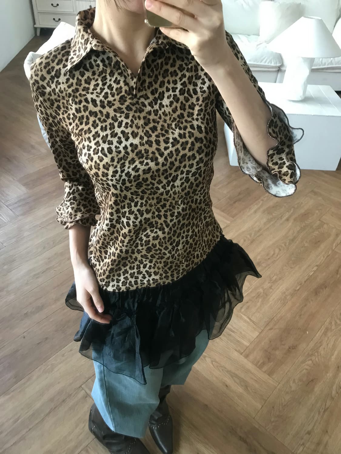 vintage leopard pattern top 상품이미지3