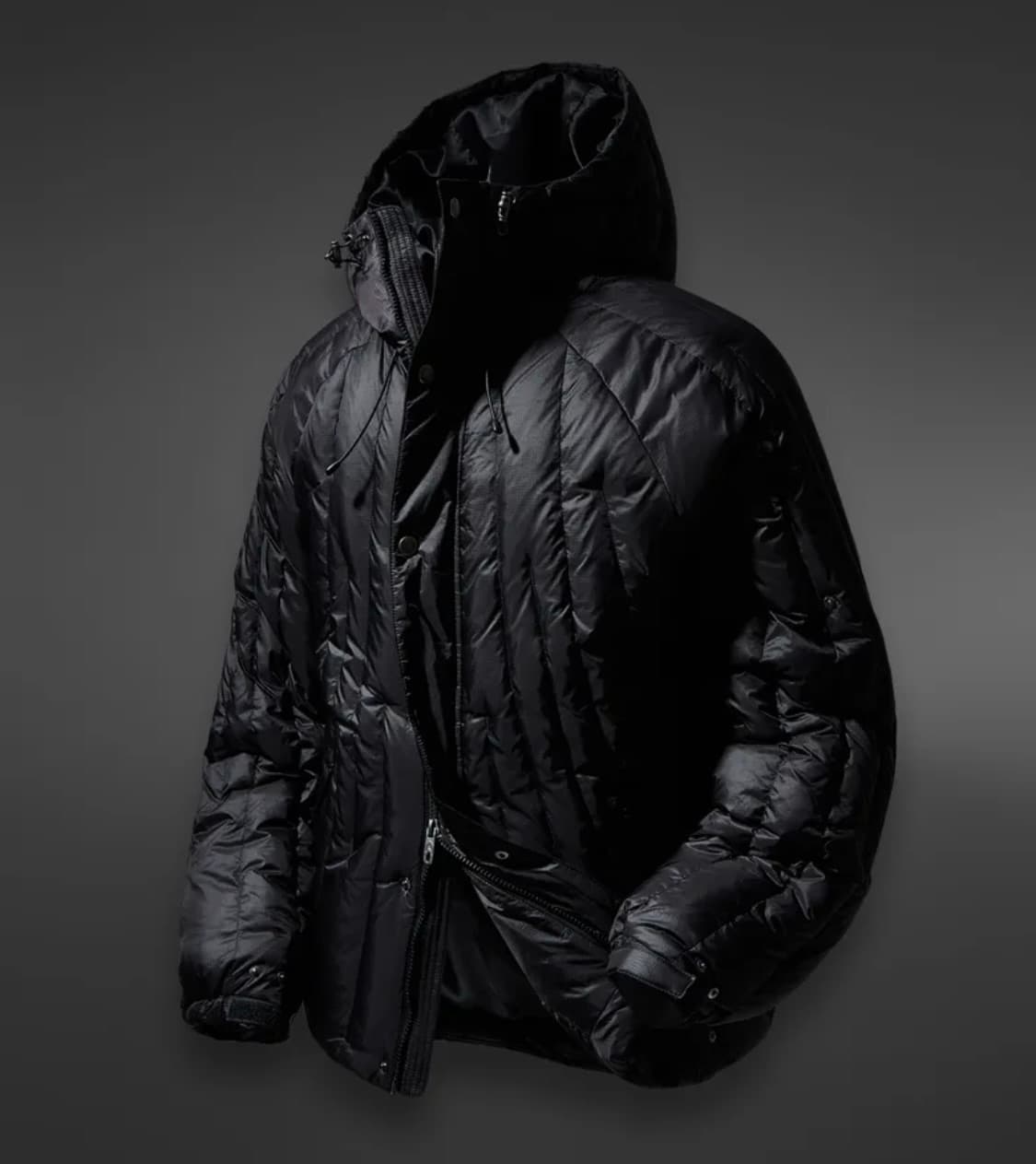 트래블 스티치 다운 후드 패딩 블랙 상품이미지1