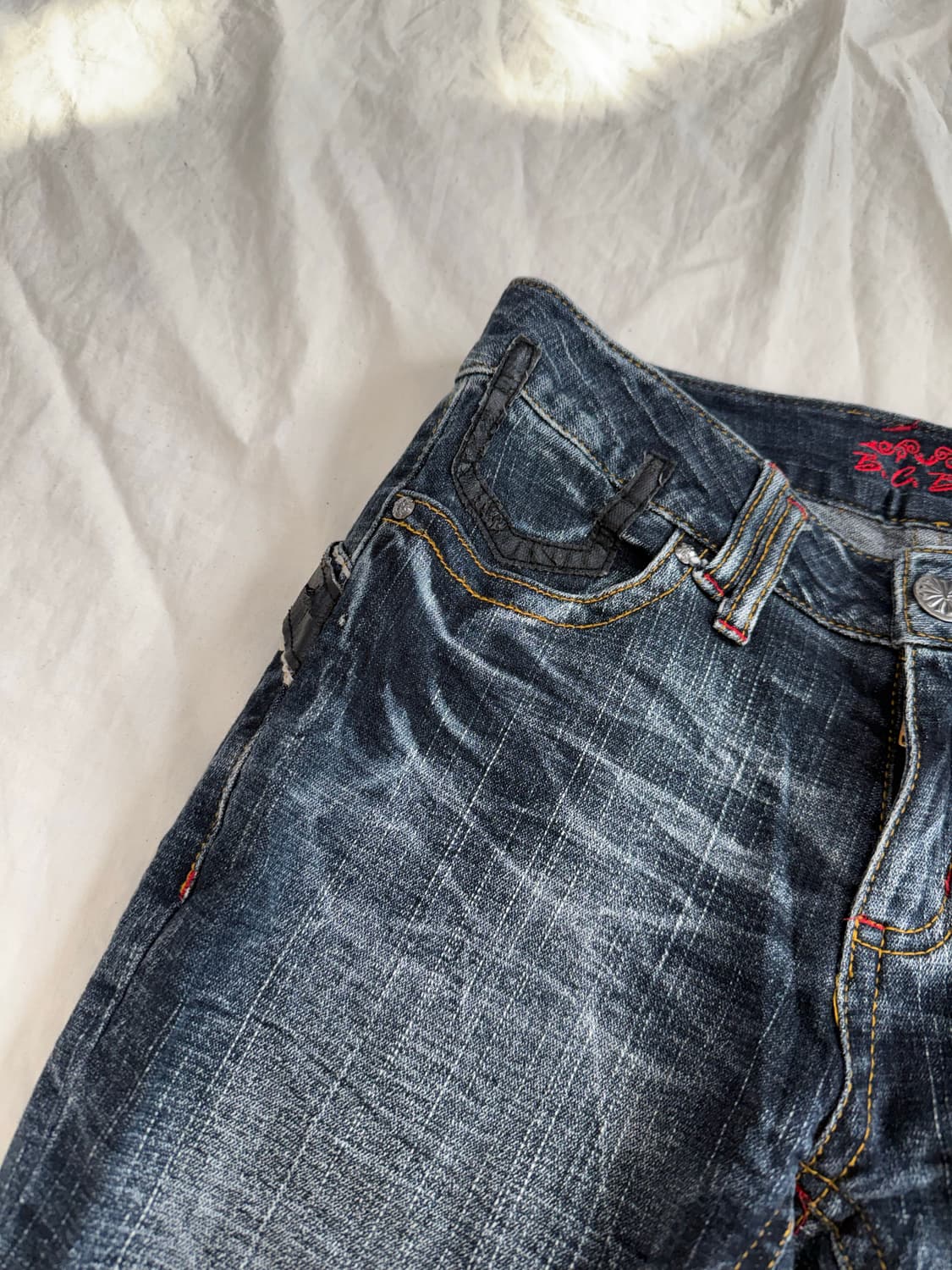 펑크 락시크 크랙워싱 부츠컷 데님 팬츠 상품이미지4