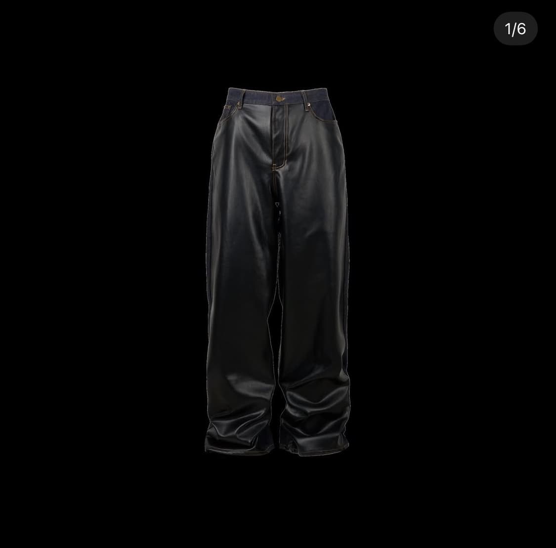 에모스탠스클럽 레더 패널 하프 앤 하프 데님 인디고 2시이즈 상품이미지1