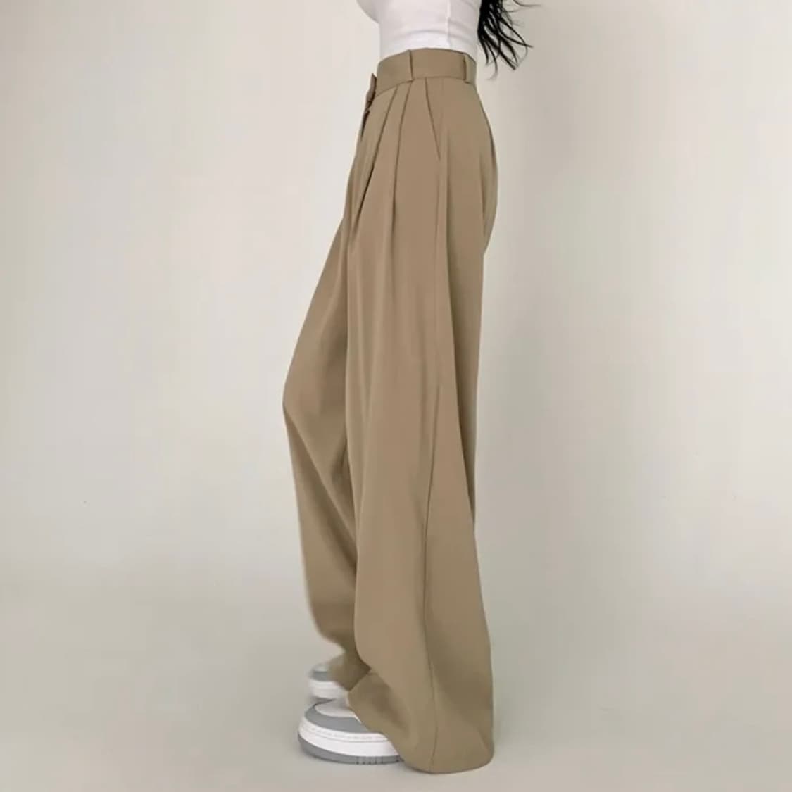 베이델리 투핀턱 와이드 슬랙스 베이지 XS 롱 상품이미지2