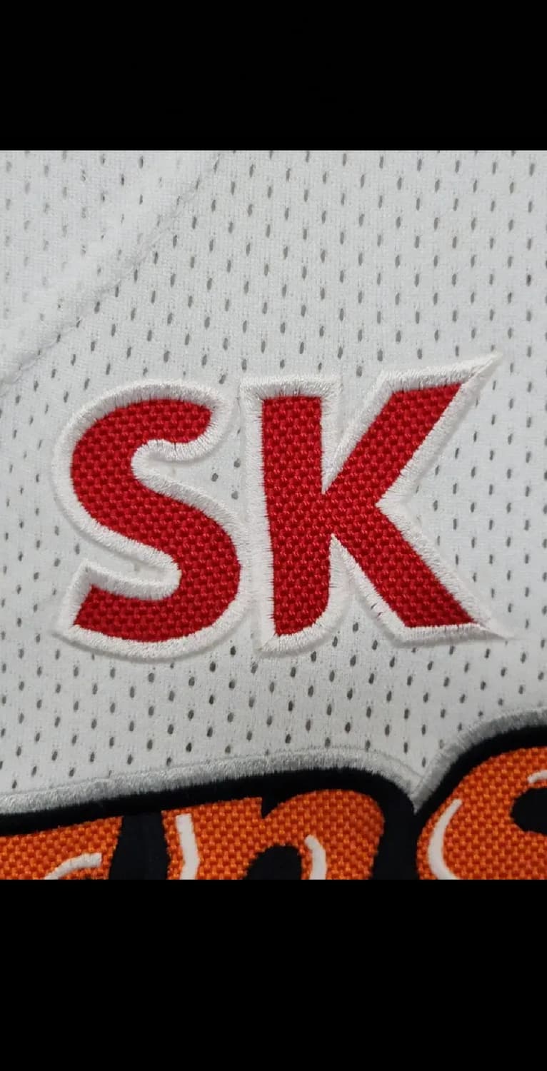 (100) SK 와이번스 야구져지 반팔 노마킹 유니폼 화이트 상품이미지4