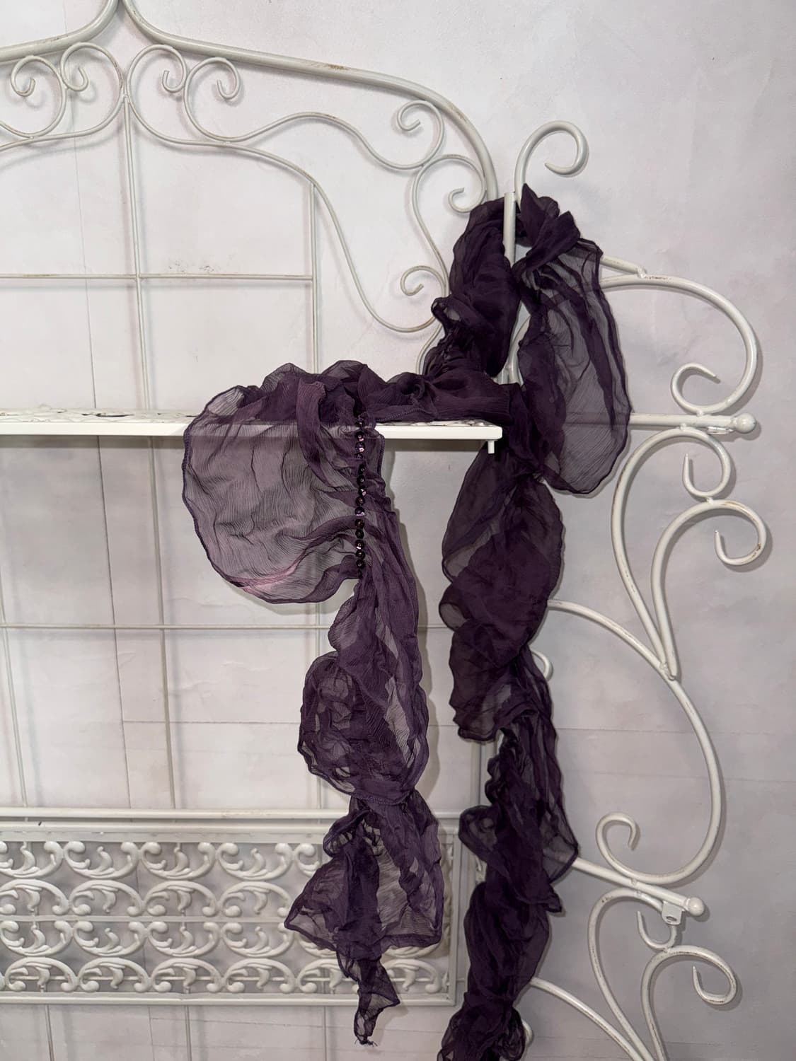 Deep purple chiffon ruffle scarf 상품이미지2