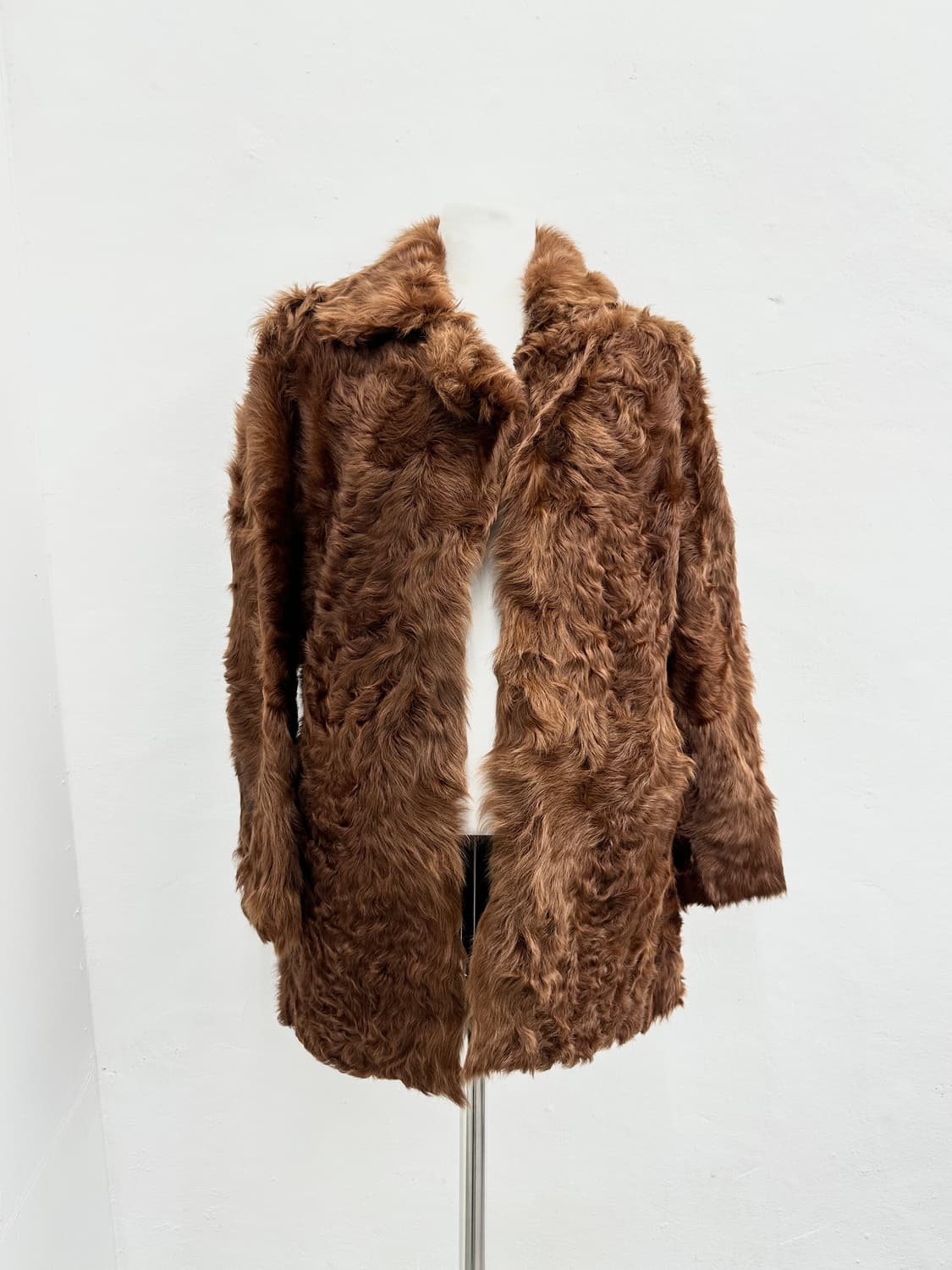 Brown curly fur jacket 상품이미지2