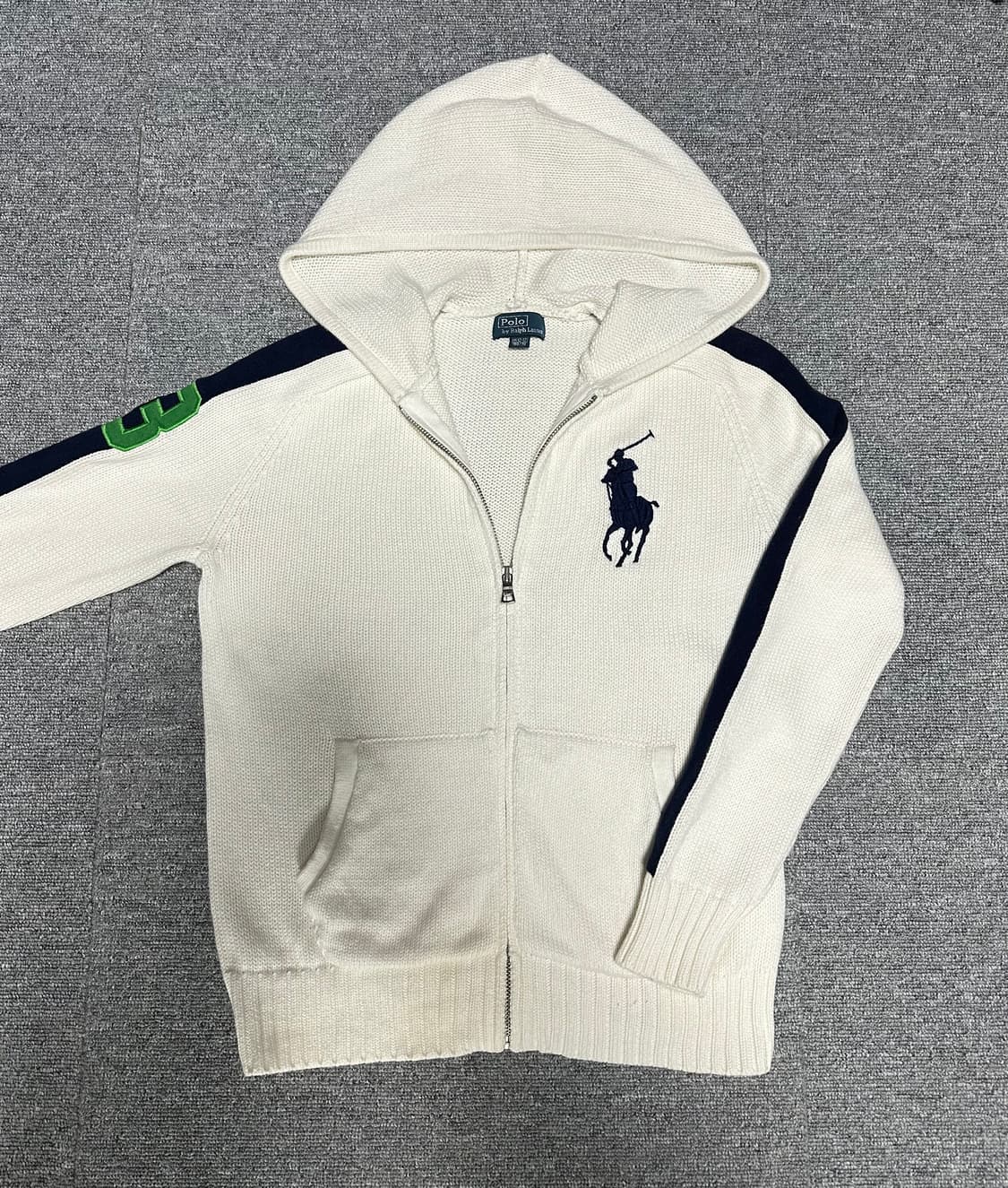 폴로 빅포니 니트 후드집업 화이트 희귀매물 상품이미지1