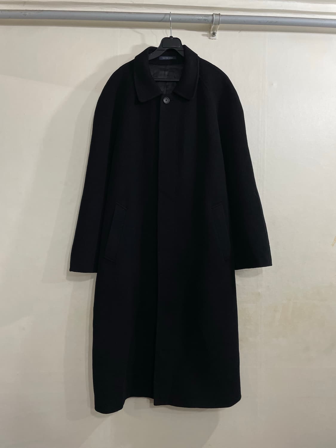 INDIAN UOMO 발마칸 캐시미어 울 롱코트 블랙 상품이미지1