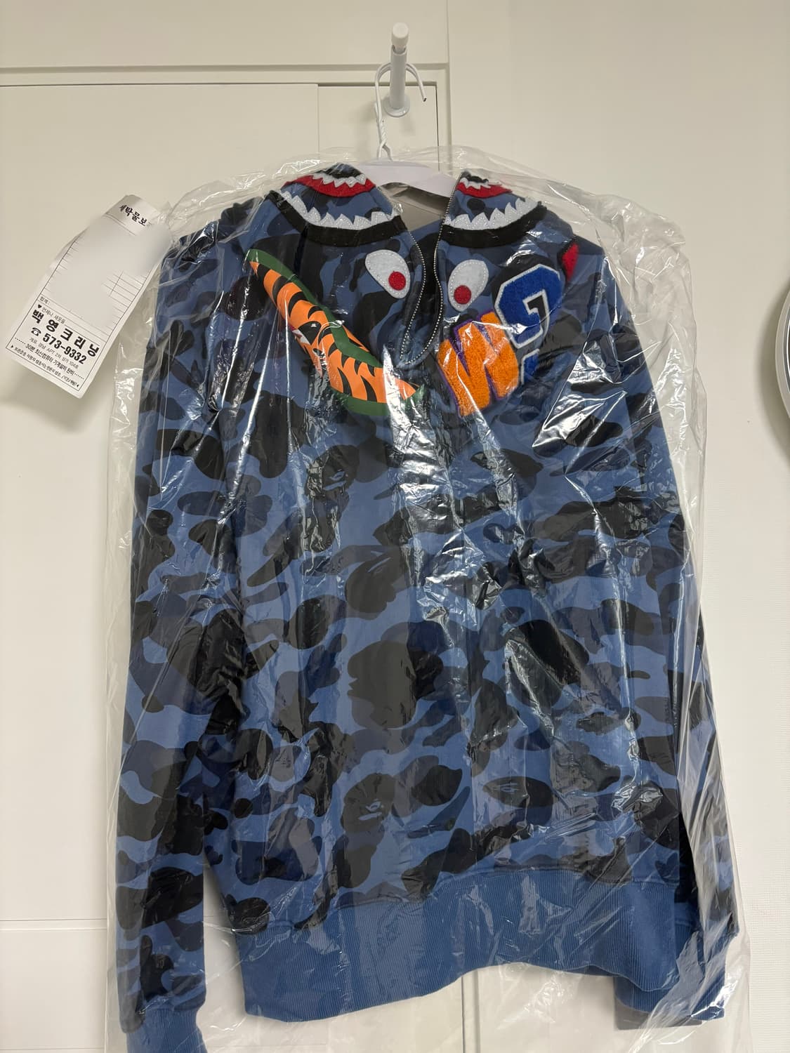 베이프 컬러 카모 샤크 풀 집업 후드 네이비 상품이미지4