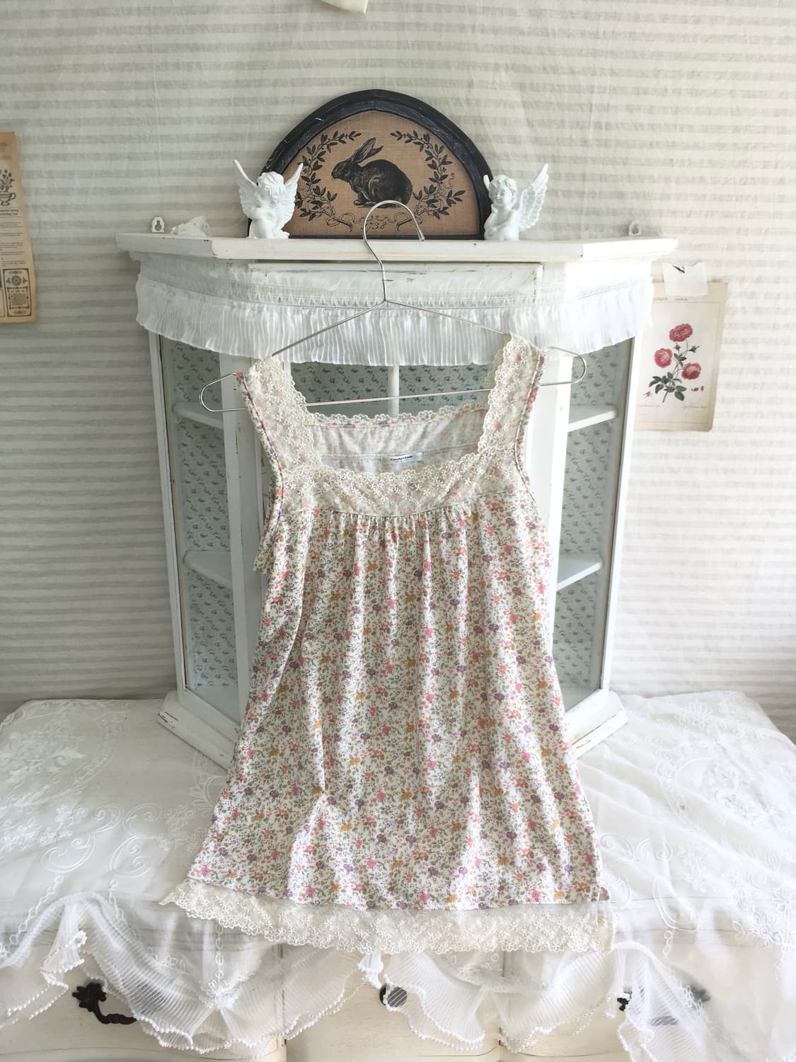 일본빈티지 하구미 잔꽃 레이스 슬리브리스 상품이미지5