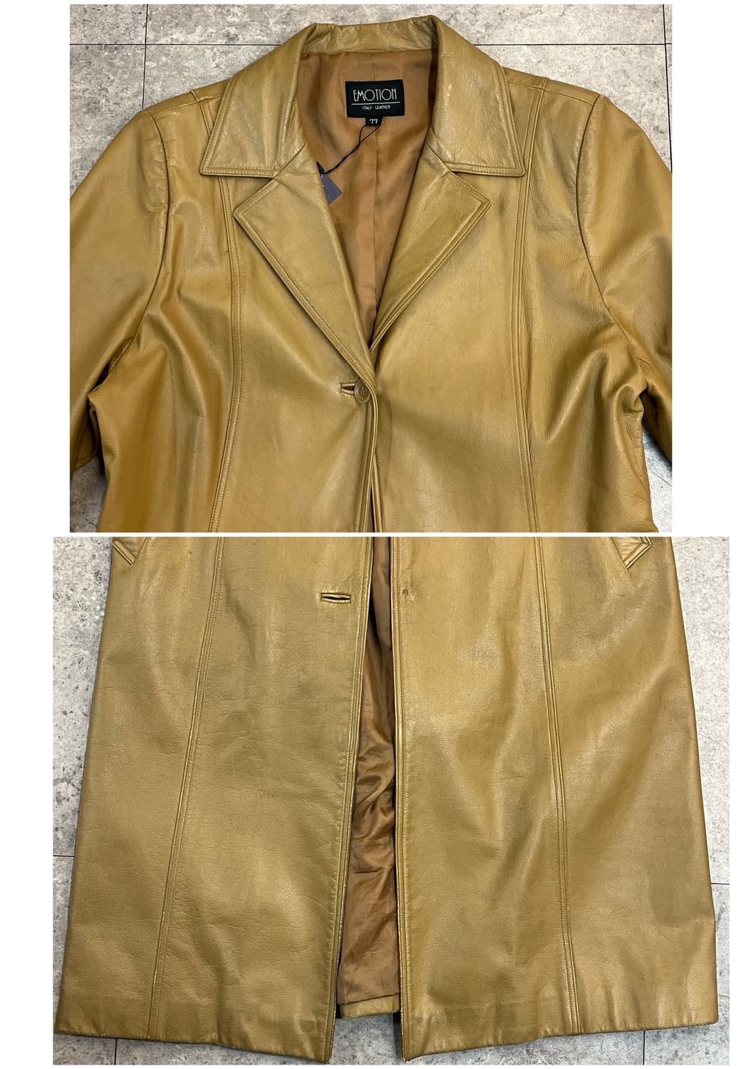 빈티지 레더 롱 자켓 카멜 #csz2838 상품이미지4