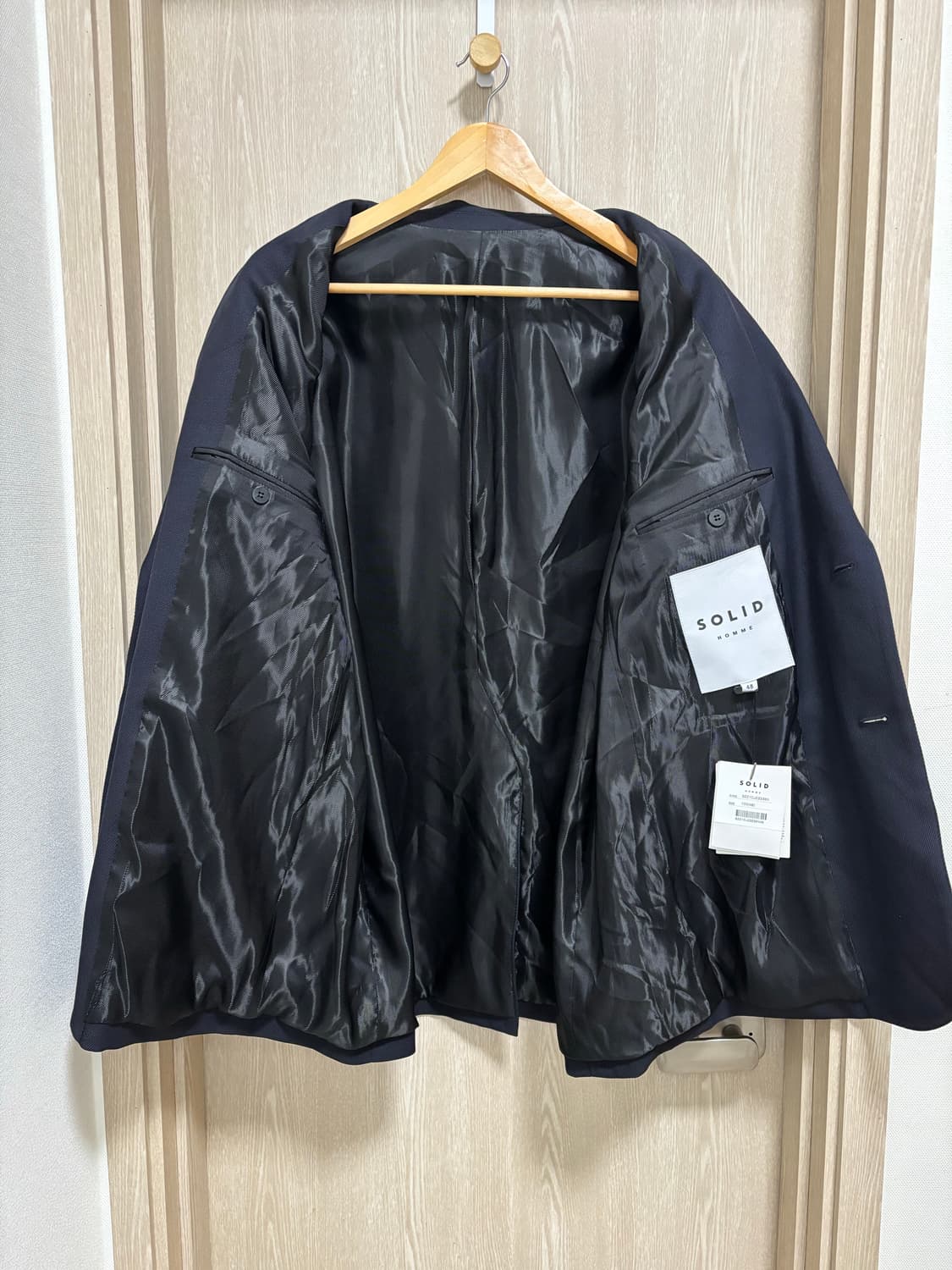 새상품)솔리드옴므 오버사이즈드 울 블레이저 자켓48/네이비 상품이미지4