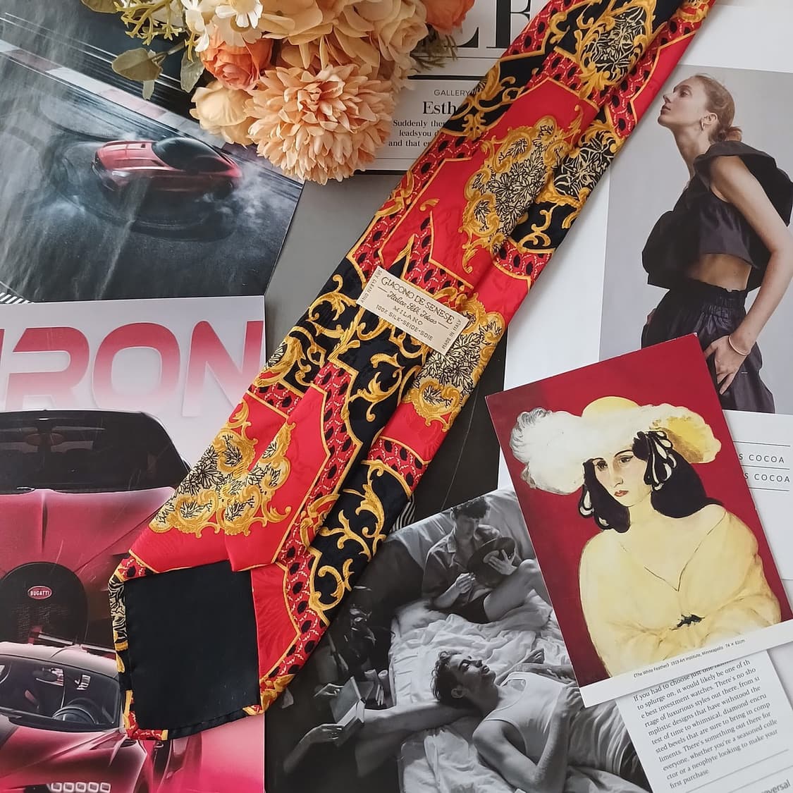 지아코모 데 세네세 실크 바로크 넥타이 9.1cm A+등급 A19098
 상품이미지3