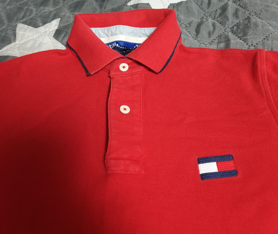 타미힐피거 슬림핏 자수 박스로고  카라티 레드 (S) 상품이미지2