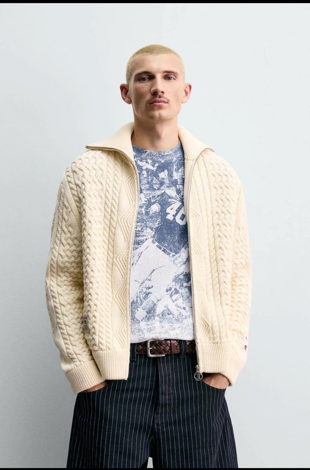 자라x챔피온 케이블 니트 가디건 s 상품이미지4