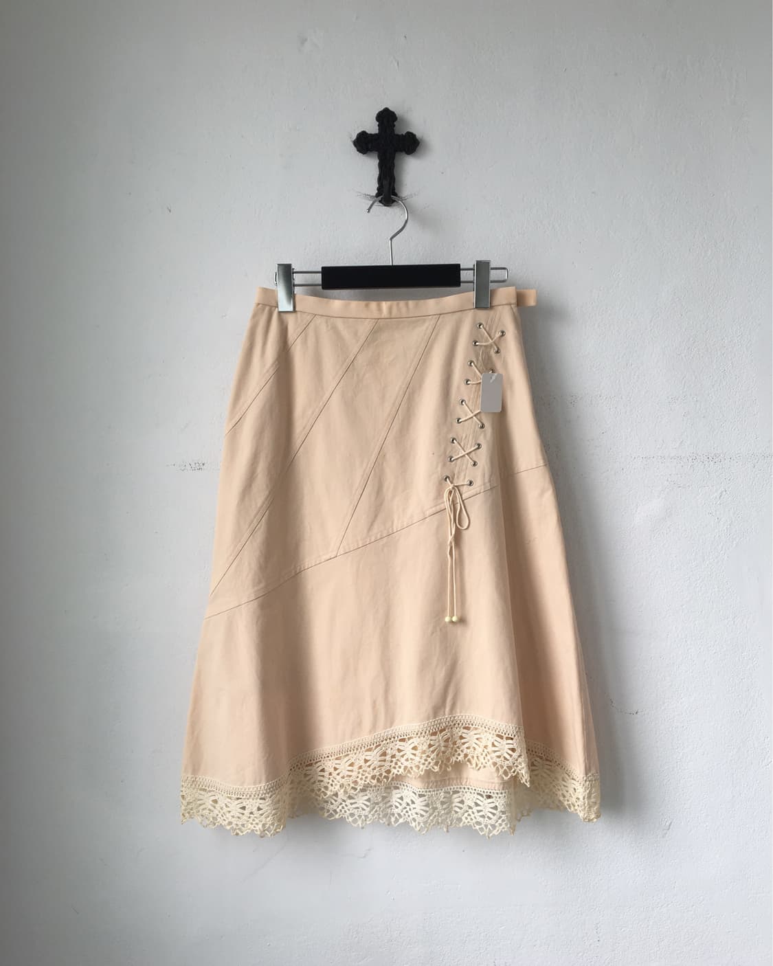 Lace up point crochet trimming unbalance 상품이미지1