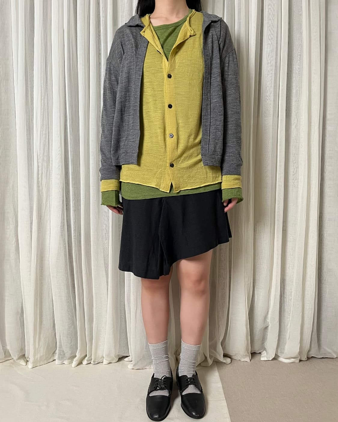 요지야마모토 3 레이어 탑 Yohji yamamoto 컷앤소+가디건 상품이미지3