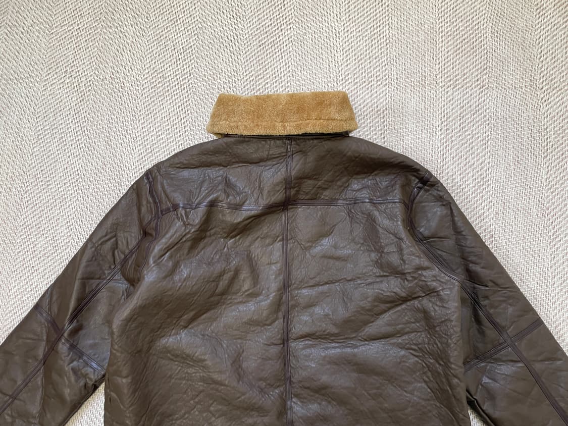 빈티지 B-3 시어링 레더 벨티드 자켓  J03964 상품이미지8