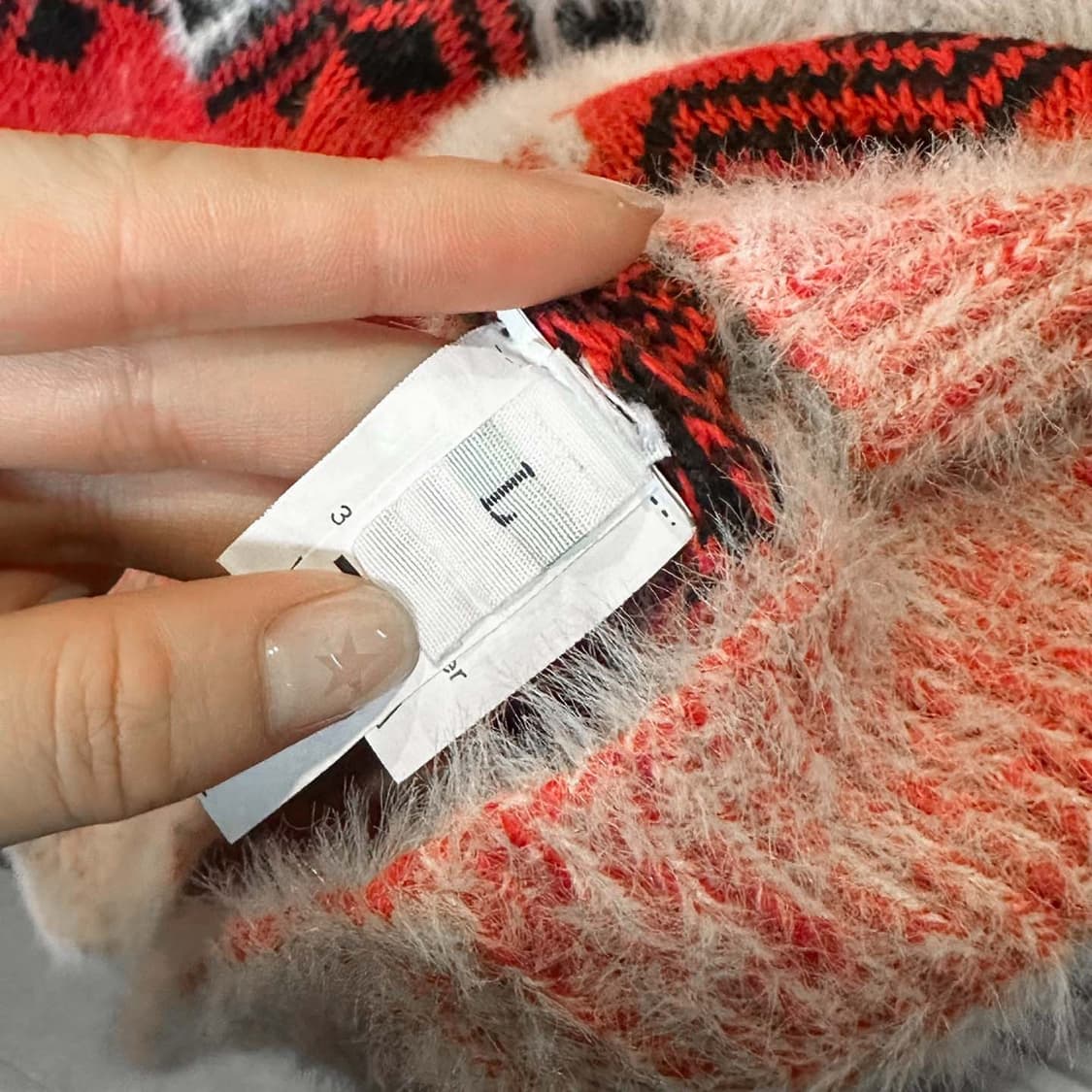 USA VINTAGE 니트 노르틱 루돌프 패턴 배색 디테일 핑크 레드 상품이미지7