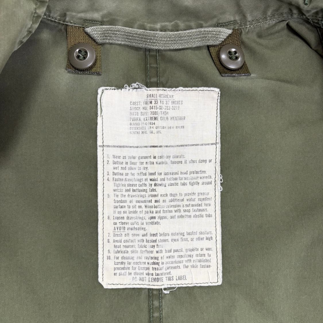 미군 오리지널 M-65 피쉬테일 파카 개파카 스몰 상품이미지10