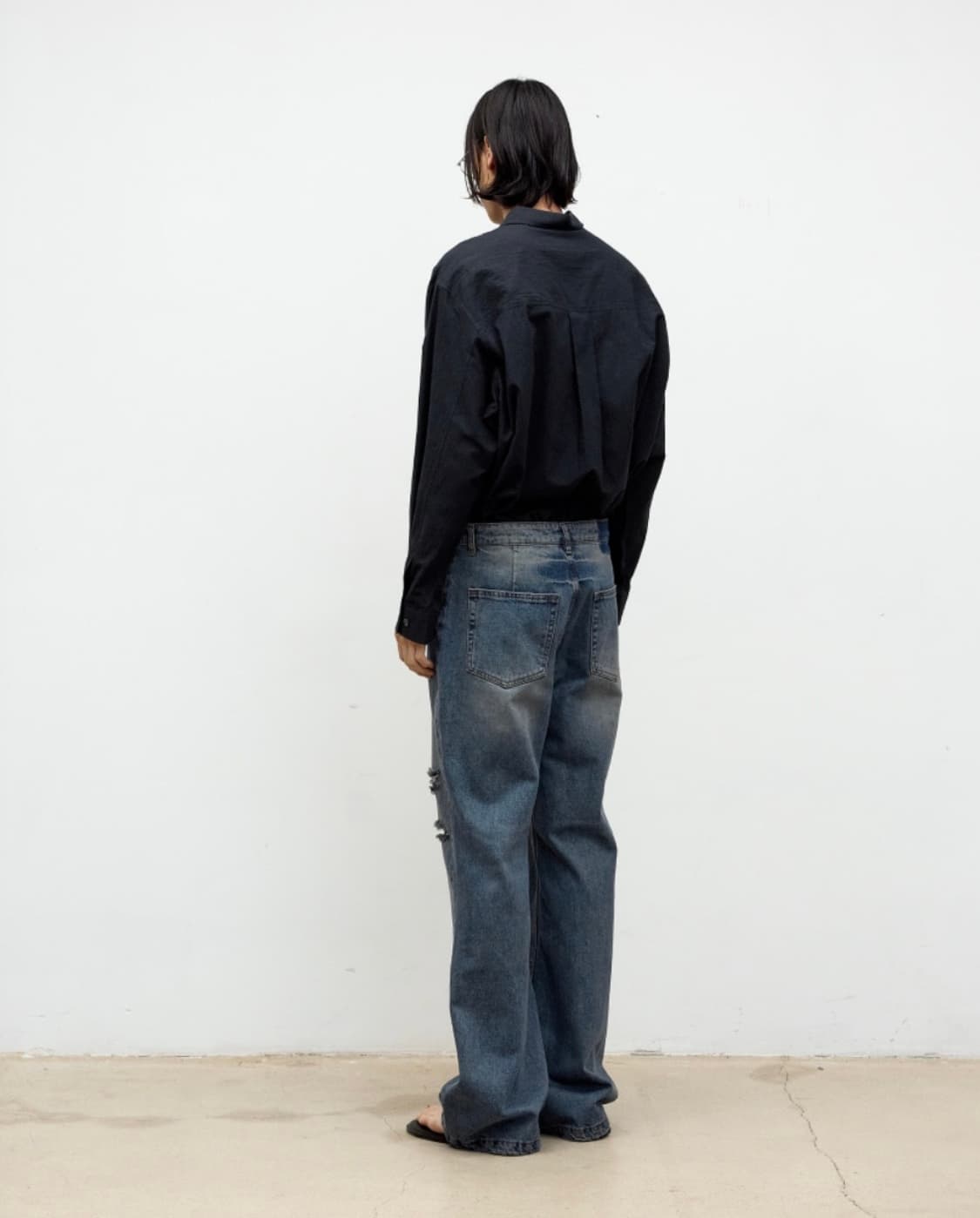 [XL][새제품]쿠어 디스트레스드 세미 플레어 진스 워시드인디고 상품이미지6