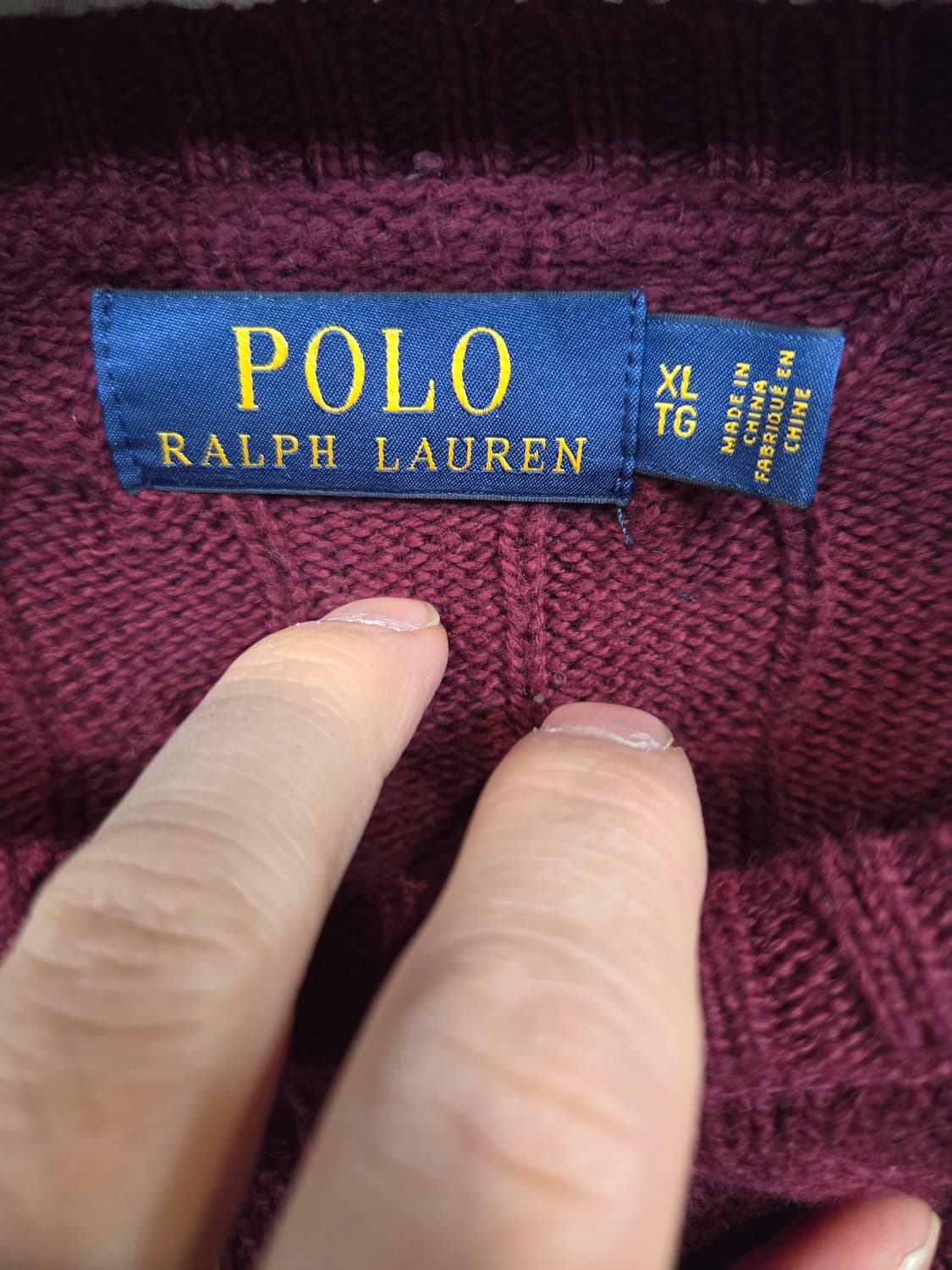 폴로랄프로렌 케이블 꽈배기 니트 xl 버건디 상품이미지3