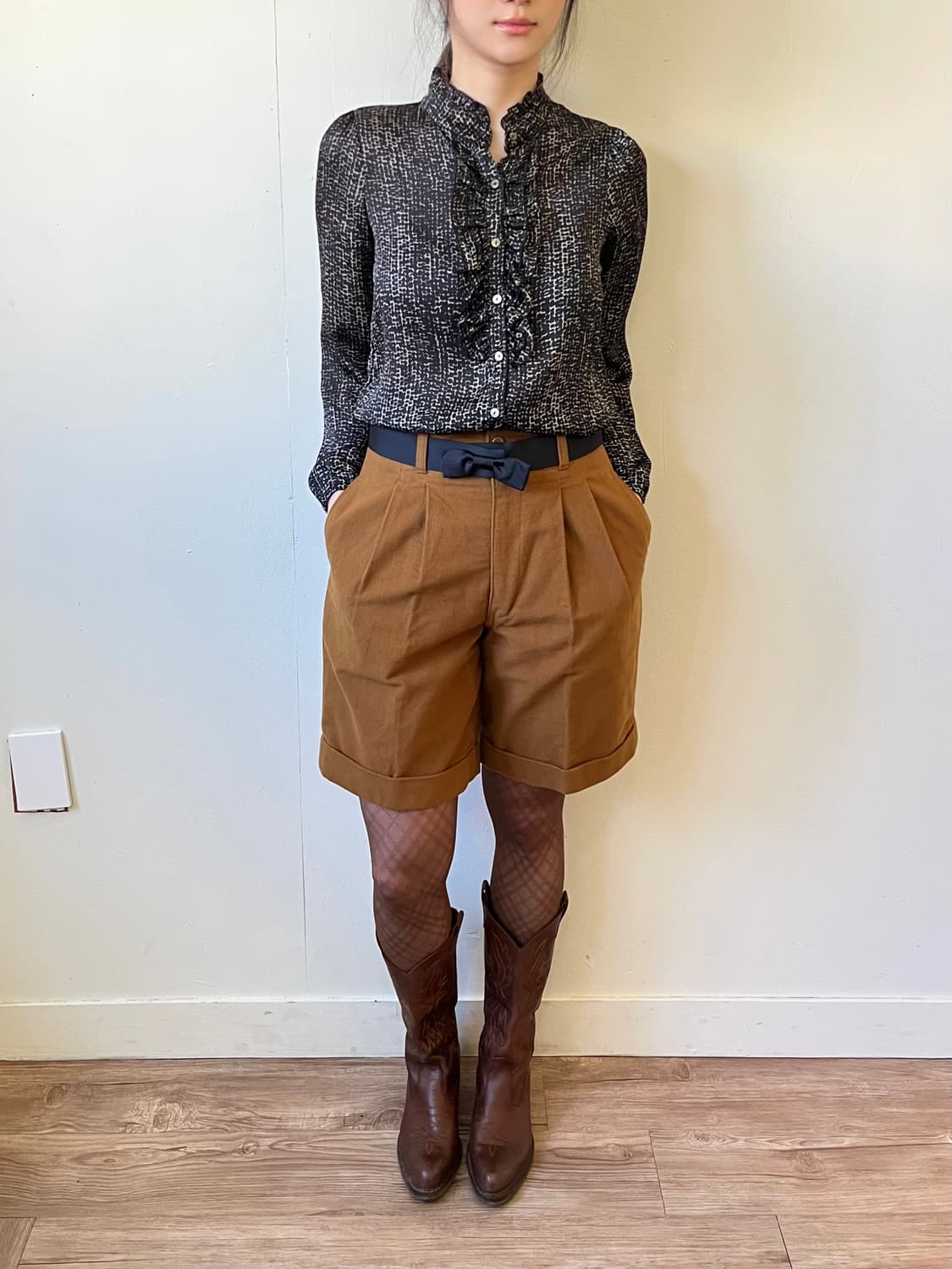 Simplicitg 핀턱 카멜 울 팬츠  상품이미지5