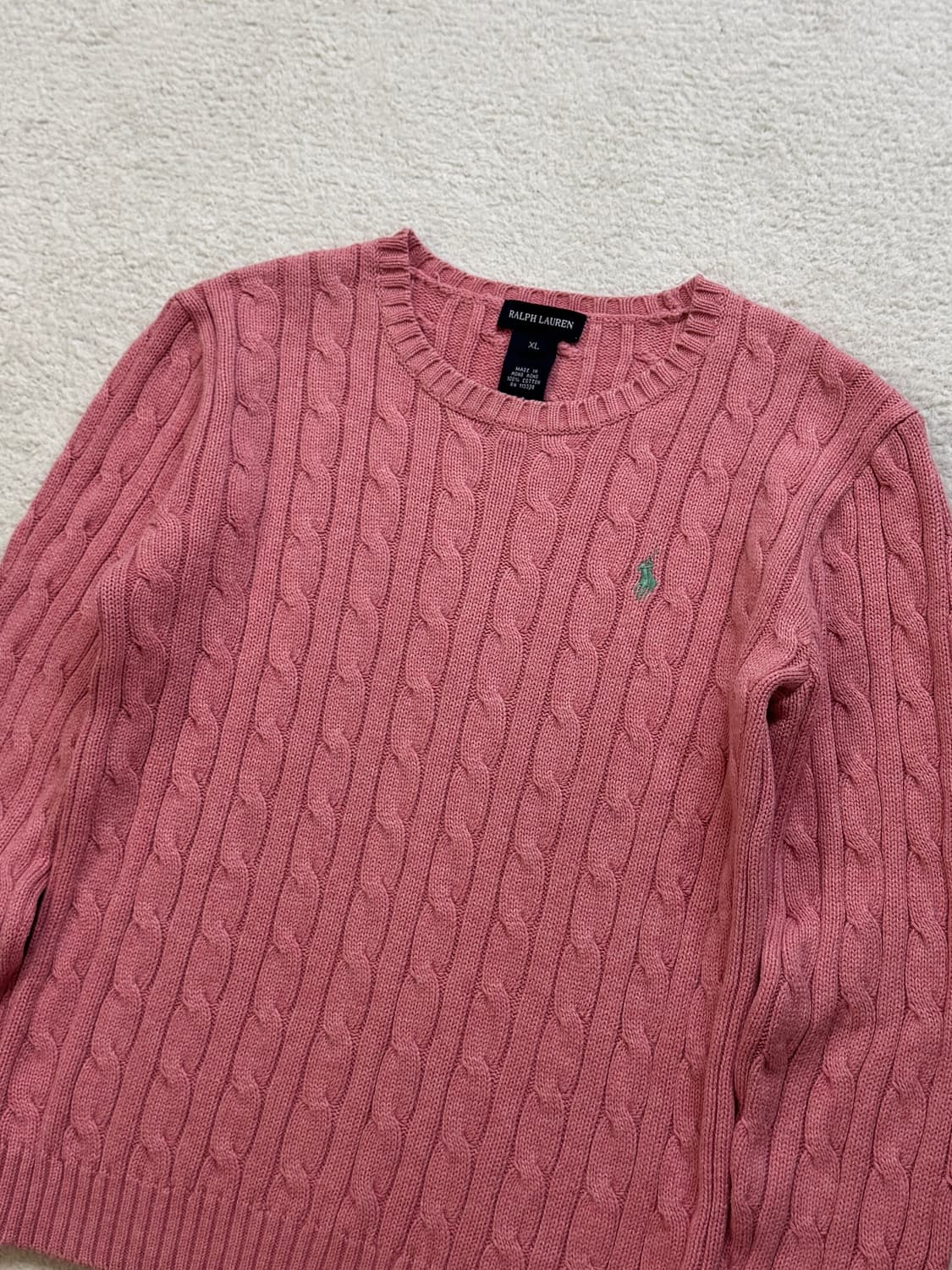 폴로 연핑크 케이블 니트 상품이미지1