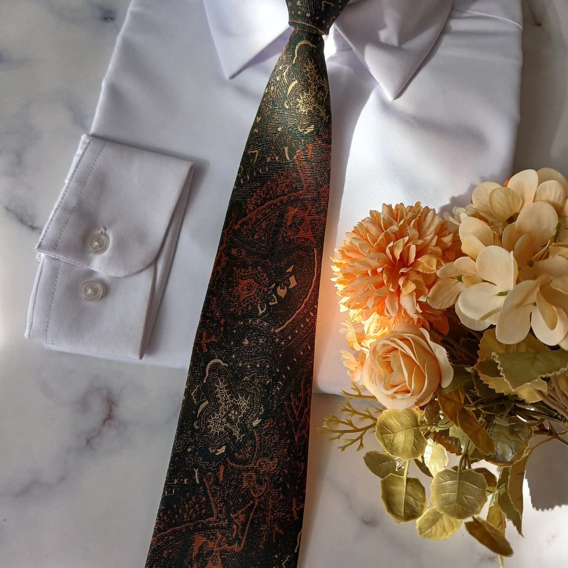 발렌시아가 실크 다크그린 페이즐리 넥타이 8.7cm A+등급 A19581 상품이미지6