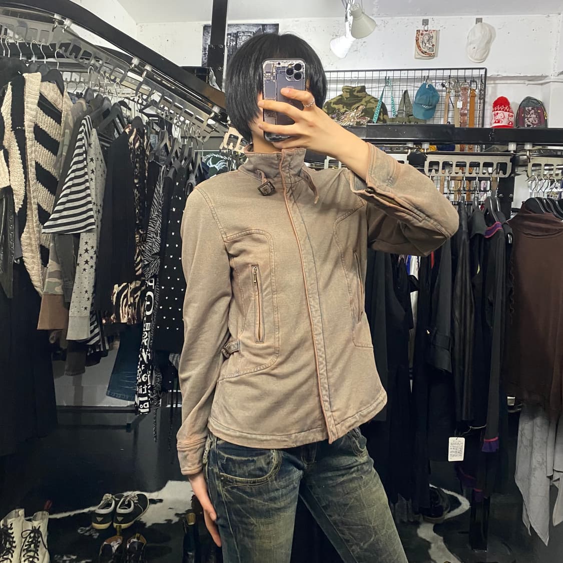 Japanese vtg 넥버클 워싱 하이넥 자켓 상품이미지7