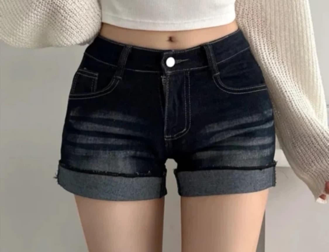 워싱 롤업 데님 반바지  상품이미지1