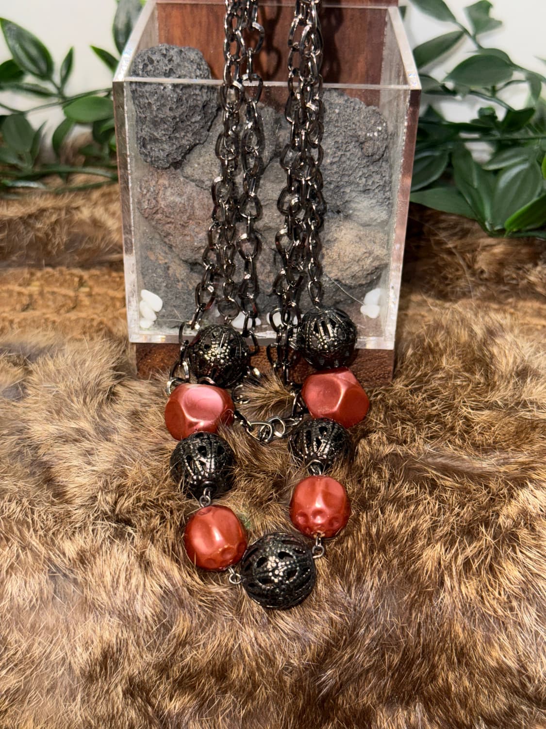 Black red oriental butterfly chain 목걸이 상품이미지3