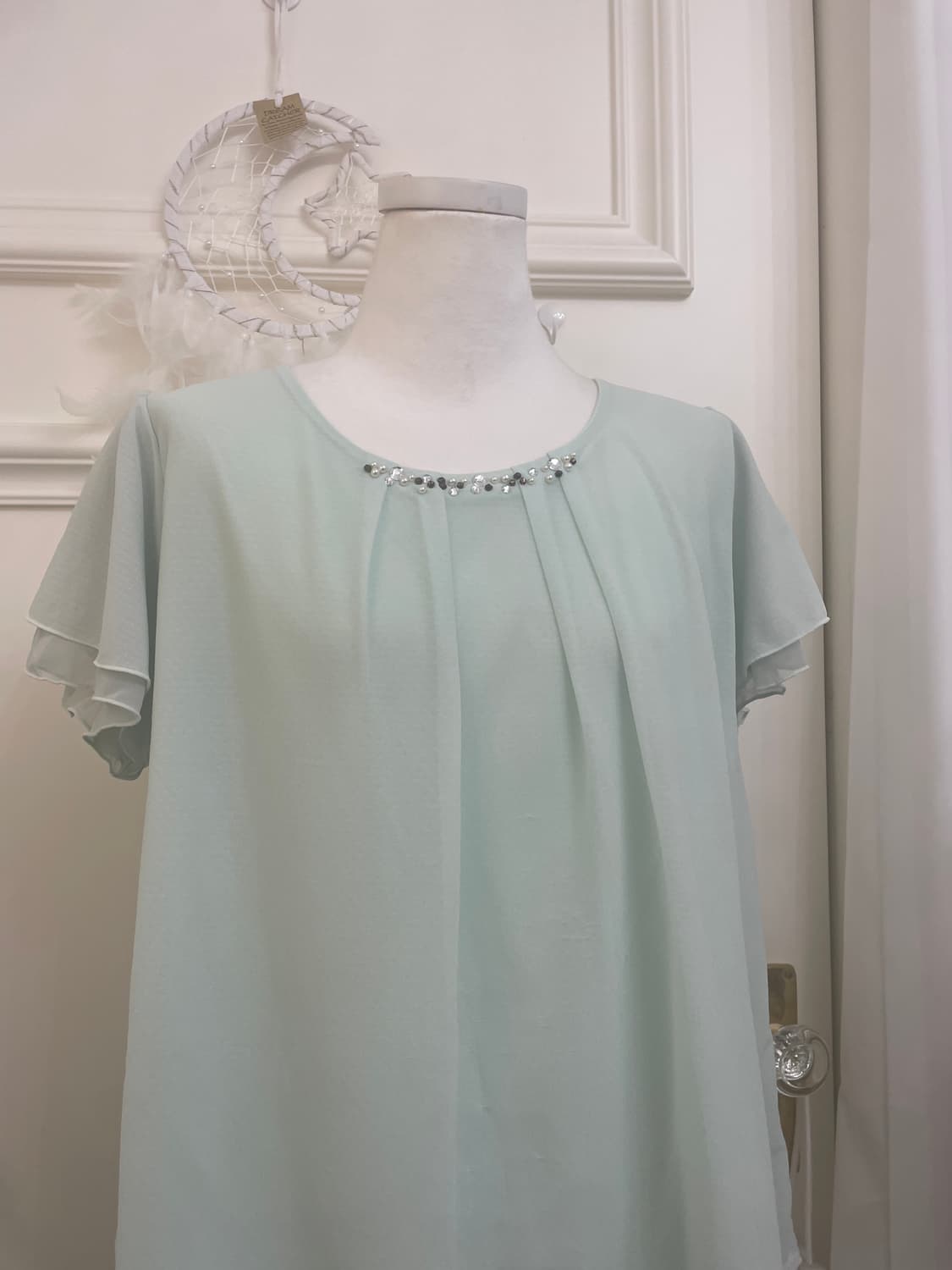 mint beads point ruffle blouse(size-L) 상품이미지5