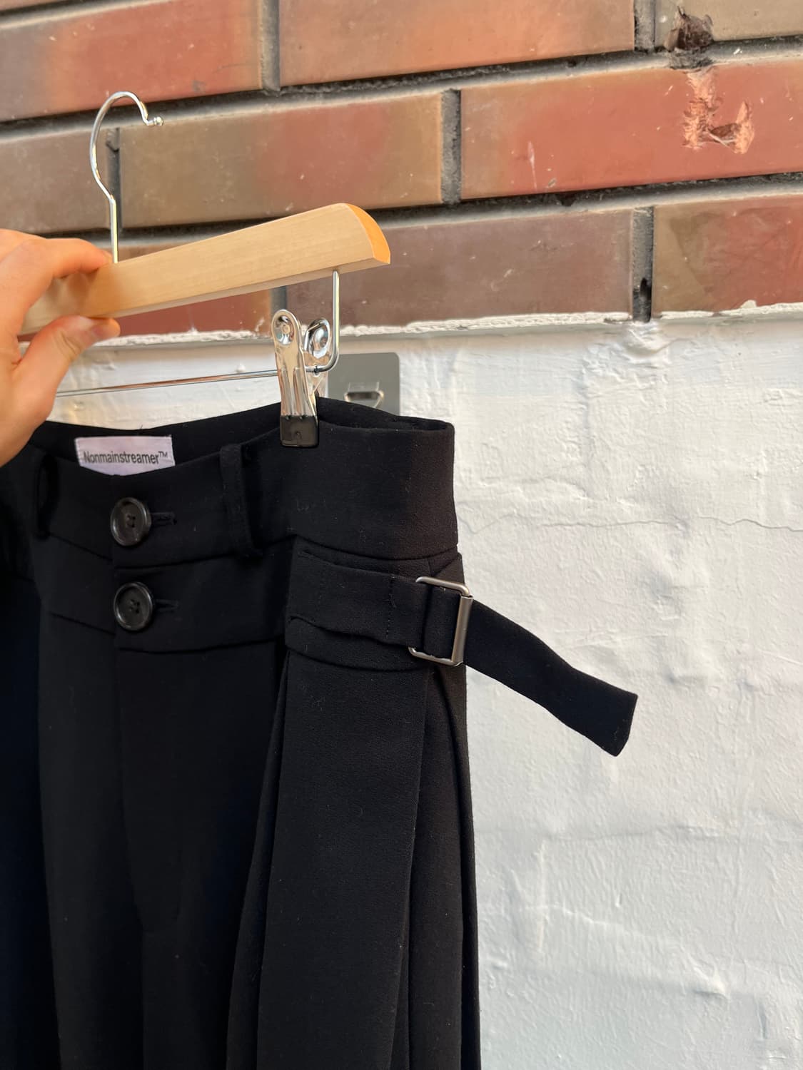 Nonmainstreamer 블랙 배기 핀턱 슬랙스 W32 상품이미지3