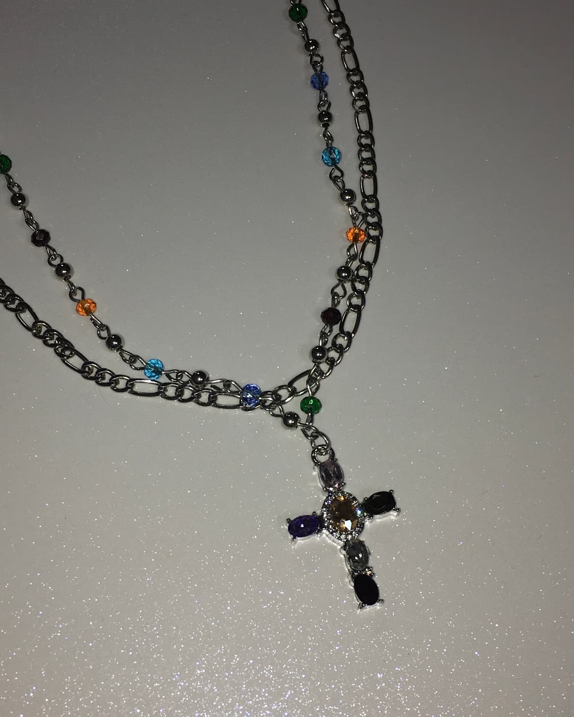 mix color cross necklace+basic chain  상품이미지1