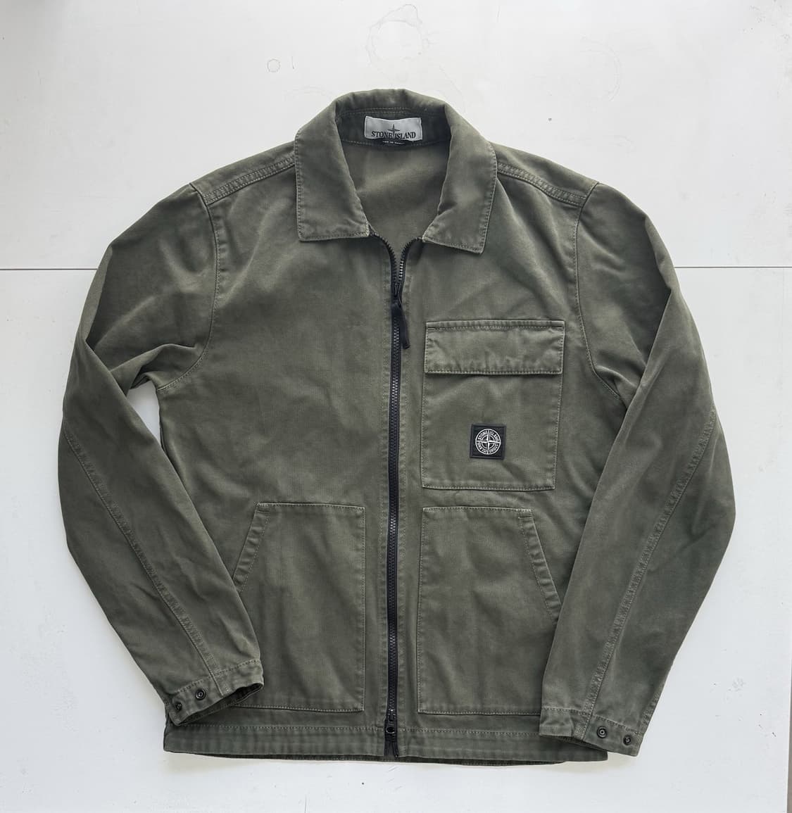 스톤아일랜드 코튼 캔버스 오버셔츠 자켓 올리브 상품이미지1