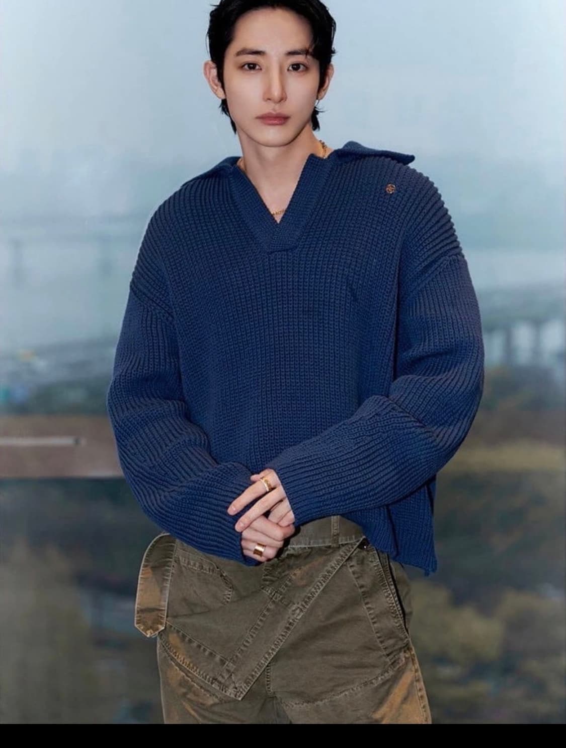 렉토 오픈카라 니트 스웨터 상품이미지2