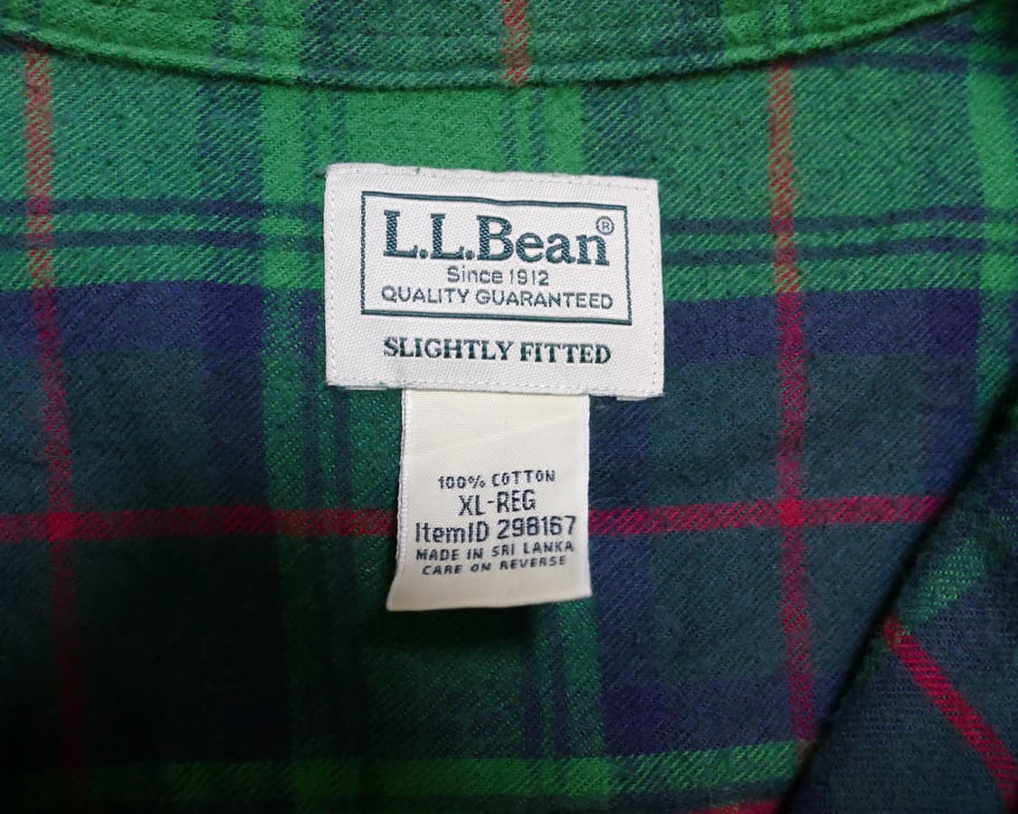 [XL] L.L. Bean. 엘엘빈 체크 플란넬 빈티지 코튼 셔츠 그린 상품이미지4
