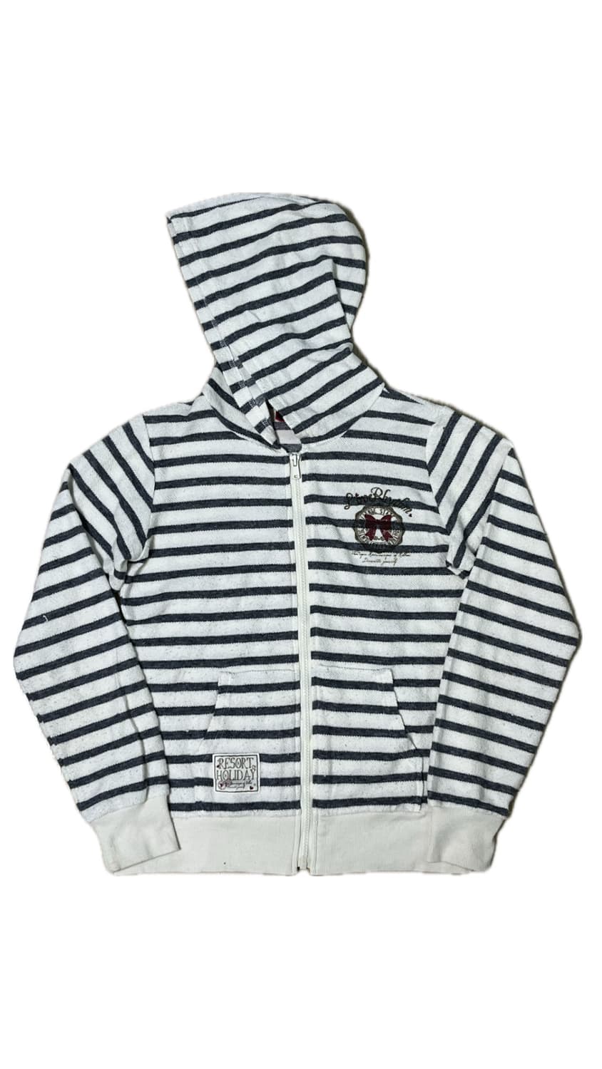 스트라이프 레터링 후드집업 상품이미지1