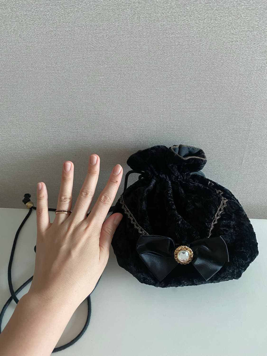 빈티지 블랙 벨벳 복조리 가방 상품이미지3