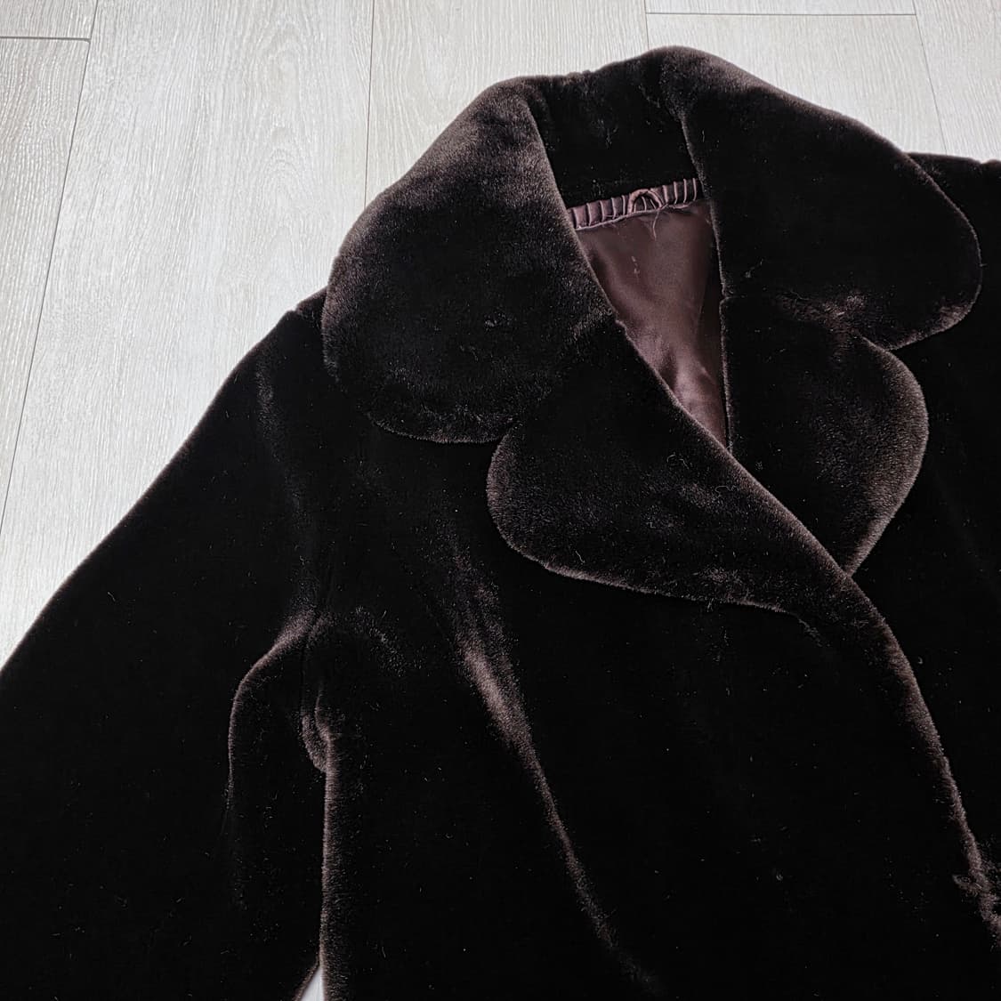 일본제 고급 벨벳퍼 자켓 초코브라운 상품이미지1