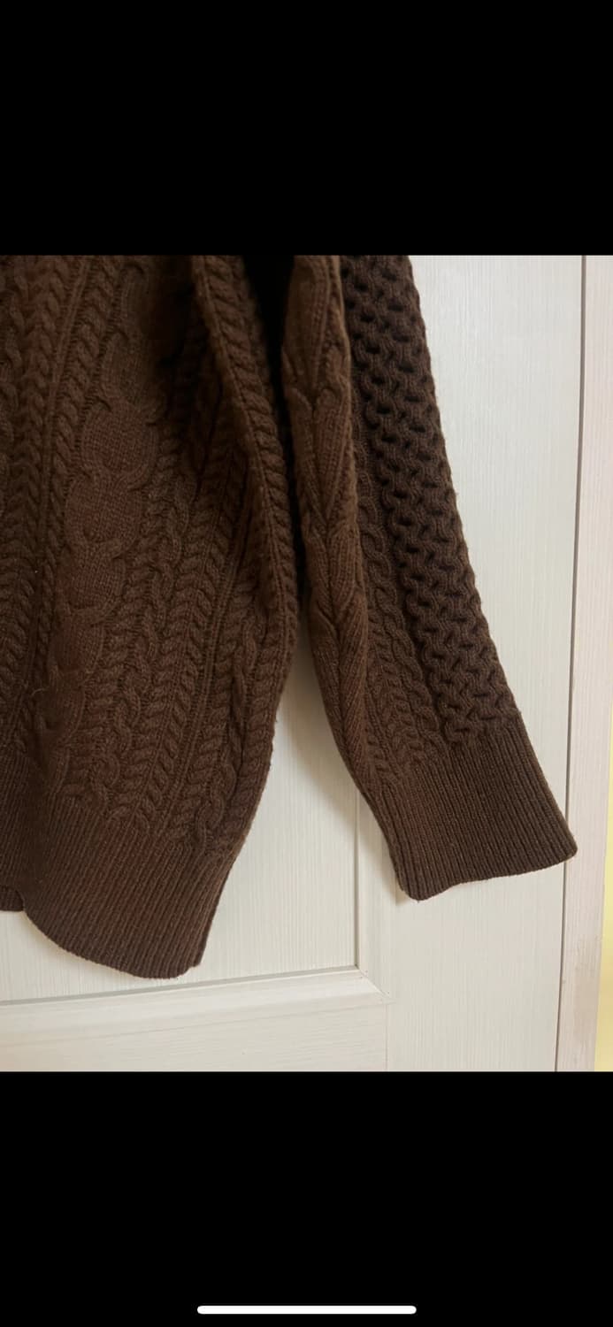 Mabling 케이블 브이넥 꽈배기 울 니트 브라운 마블링 상품이미지6