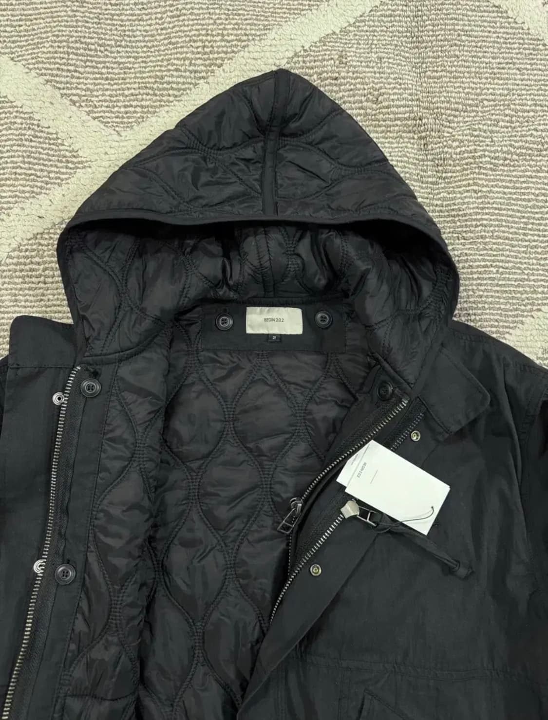 [새제품/2] 비긴202 빈티지 레이어 모즈파카 - 블랙 상품이미지4