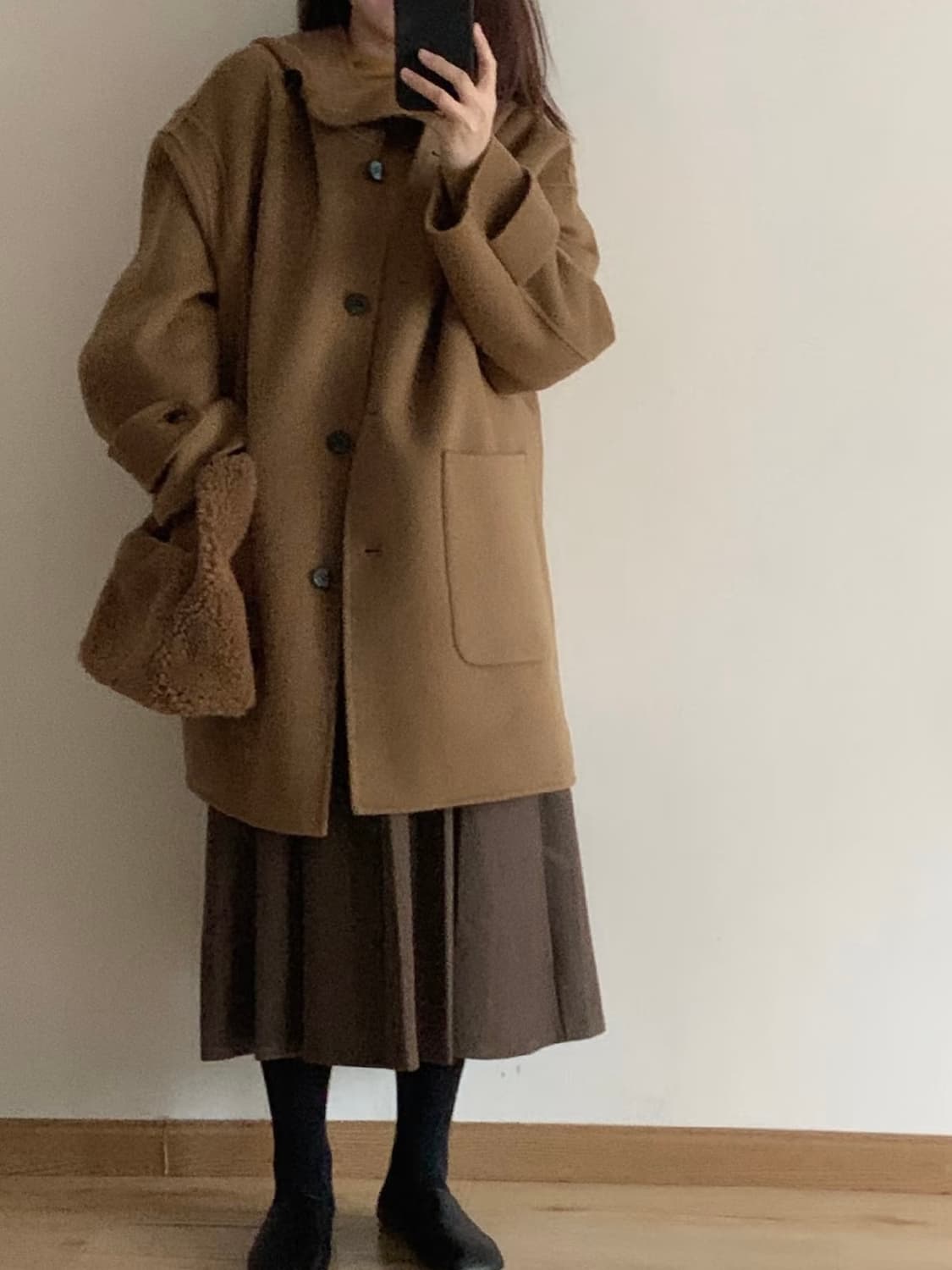 A.P.C. 아페쎄 정품 프렌치 무드 브라운 후드 울 코트 xs 55 상품이미지3