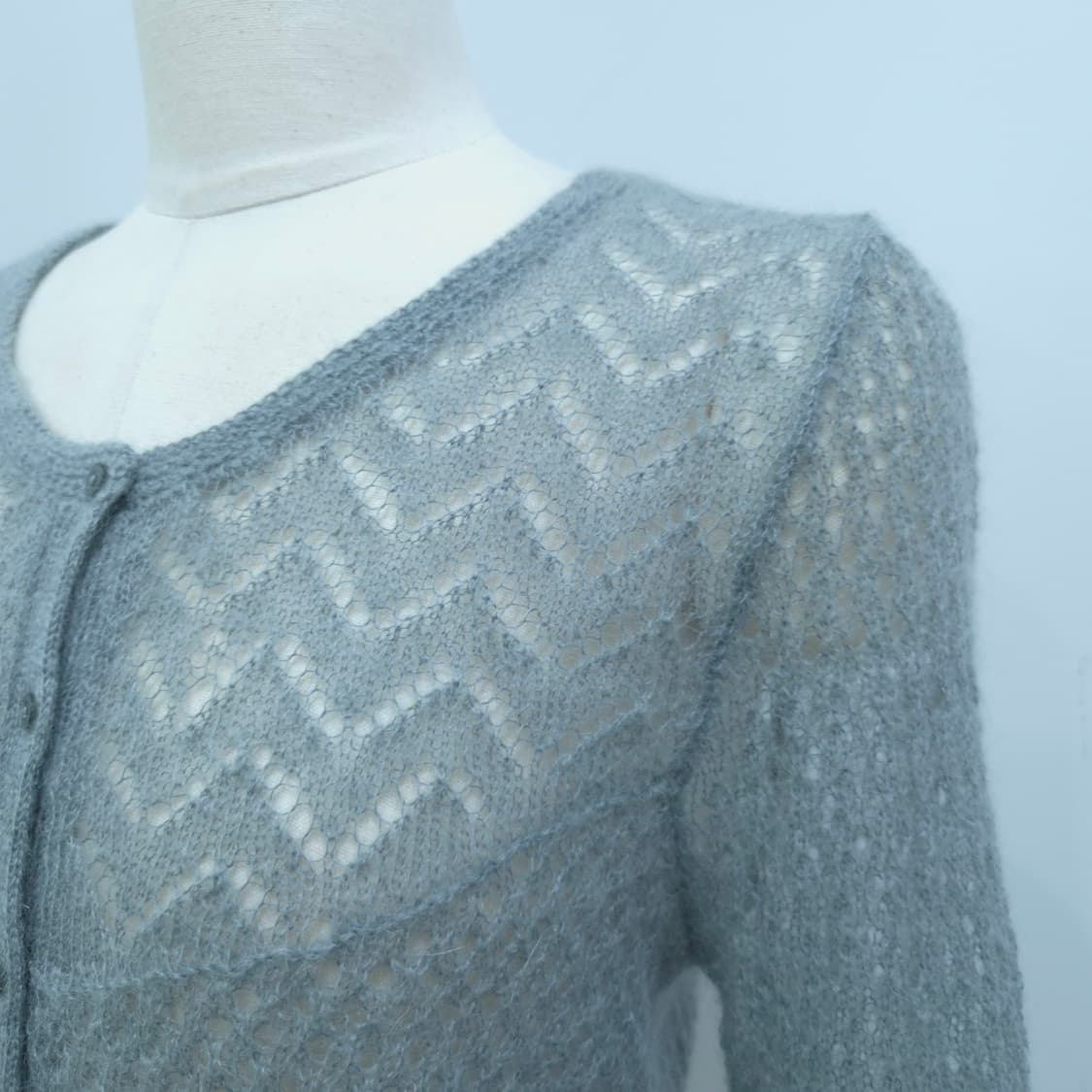 모헤어 혼방 레이스 펀칭 시스루 가디건  상품이미지5